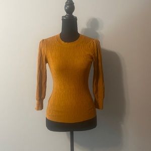 Ann Taylor puff sleeve top fitted top Siena color, fall wardrobe summer wardrobe